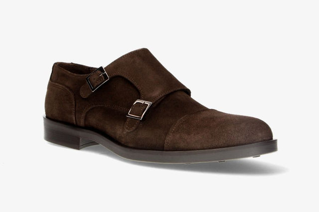 Brown Suede Double Buckle Shoe