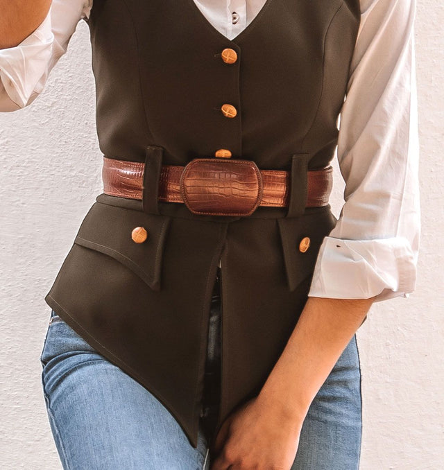 Cinturón Grabado Marrón Claro