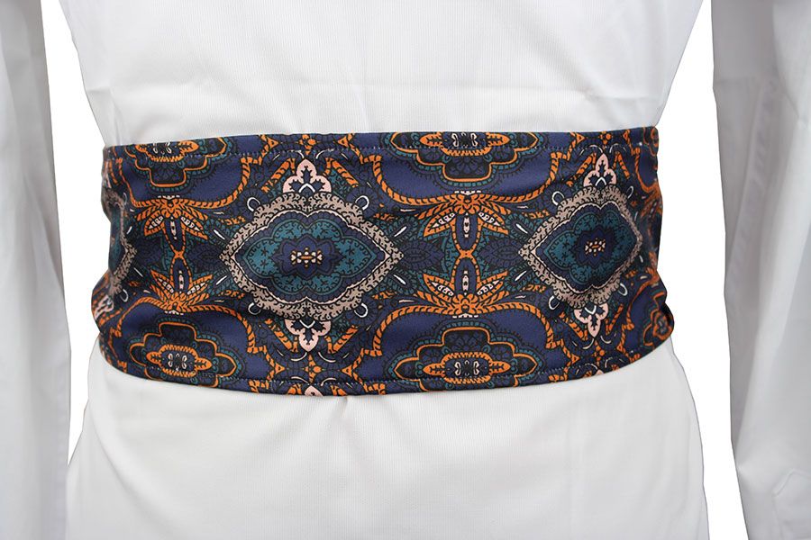 Grande ceinture imprimée bleu marine