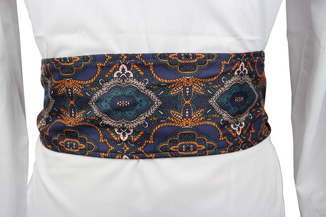 Grande ceinture imprimée bleu marine