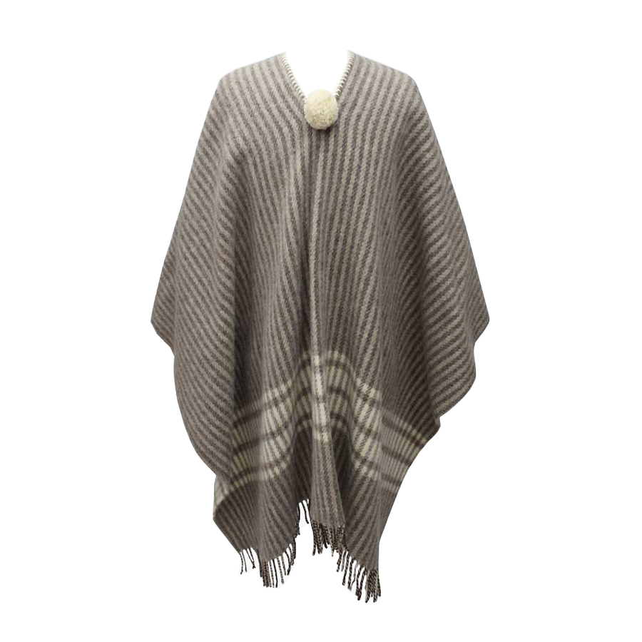 Taupe Striped Poncho