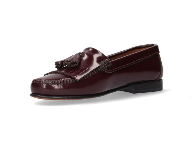 Women's Moccasin with Fringe and Tassels in Burgundy