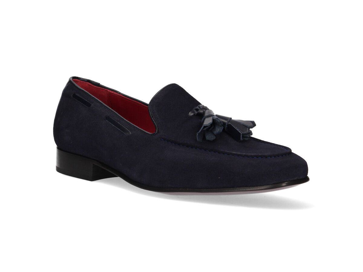 Burgundy Tuft with Navy Suede Tassels