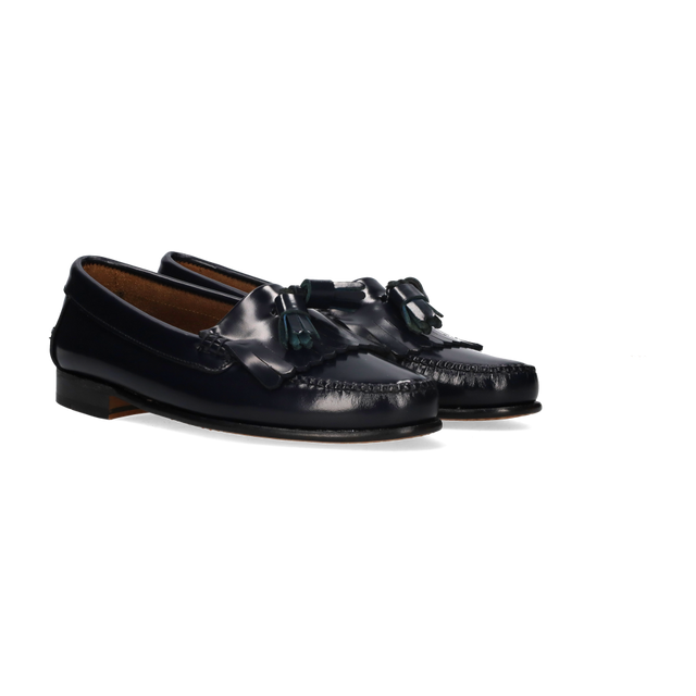 MOCASÍN FLECOS Y BORLAS AZUL