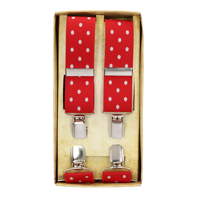 Red Dress Suspender with White Polka Dots
