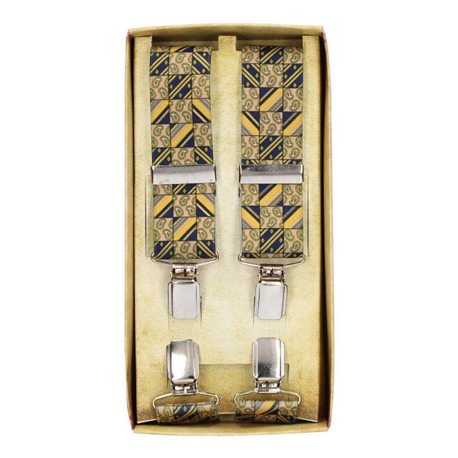 Blue Striped and Cashmere Combined Dress Suspender