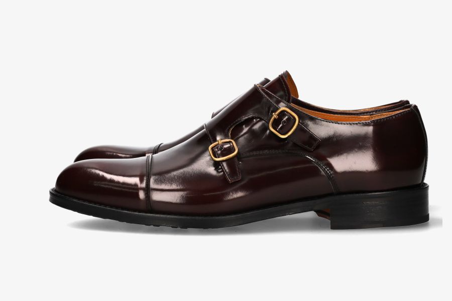 Two-buckle florentic burgundy top