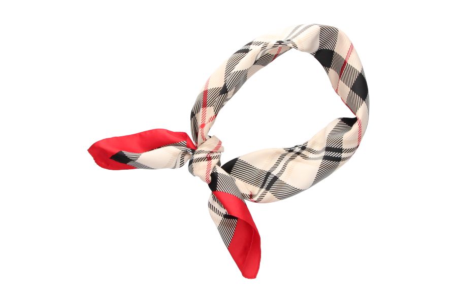 Double Checkered Scarf with Red Edge