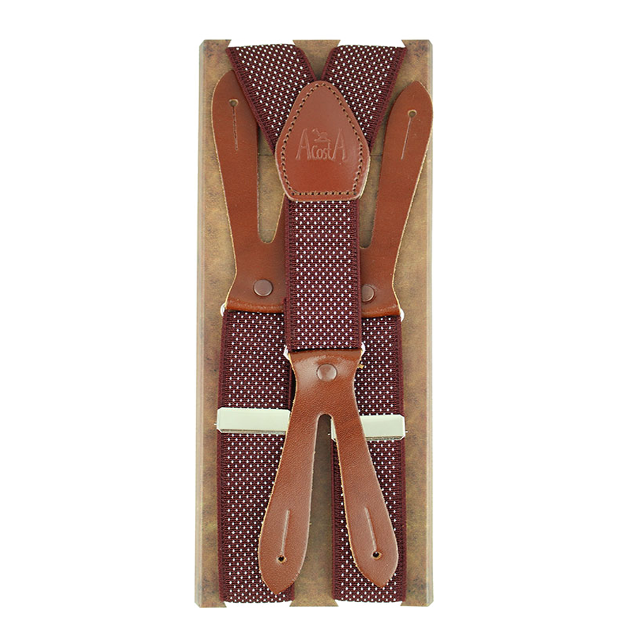 Burgundy Elastic Suspenders with Dots 30 mm