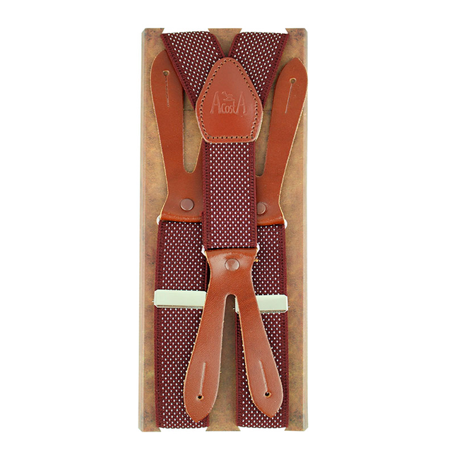 Burgundy Elastic Suspenders with Dots 30 mm