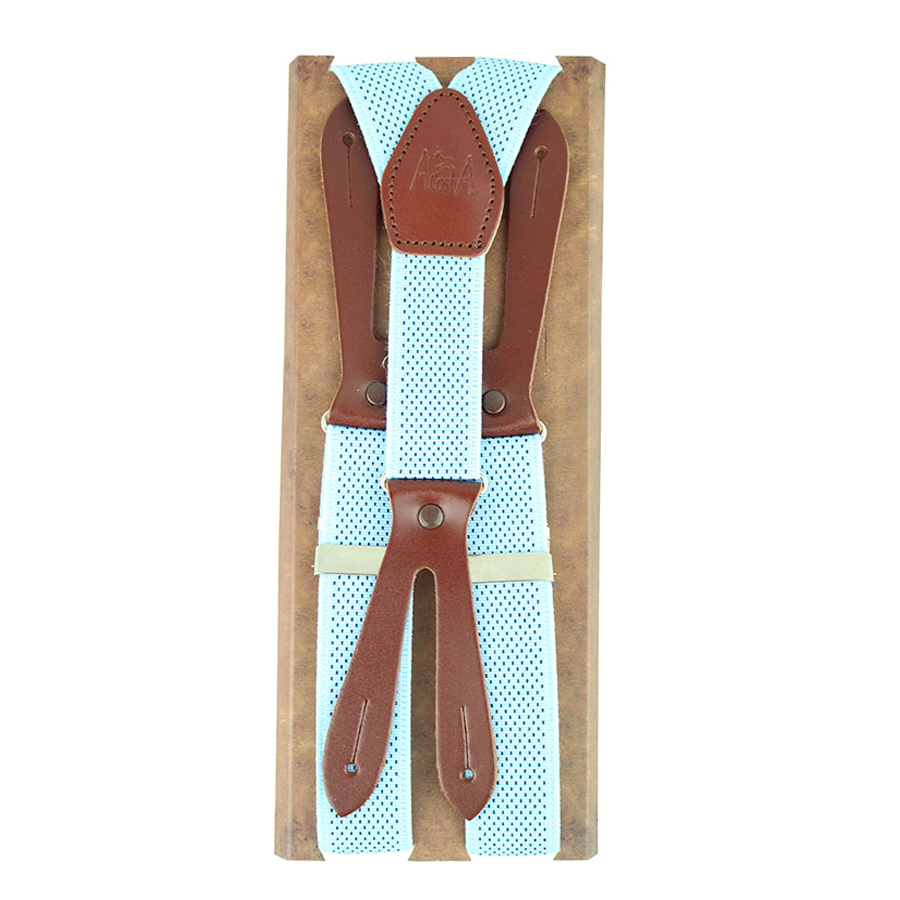 Light Blue Elastic Suspenders with Dot Ornament 30 mm