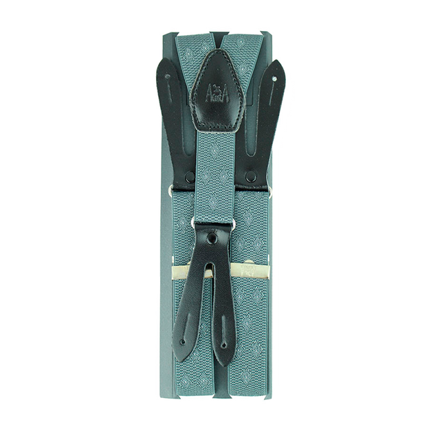 Gray Diamond Pattern Elastic Suspenders 25mm