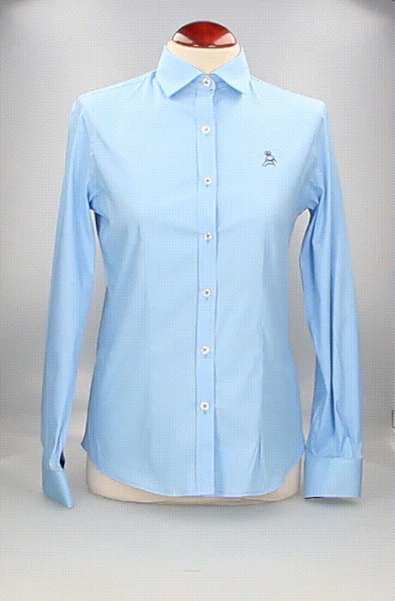 Chemise femme en popeline/lycra, bleu clair