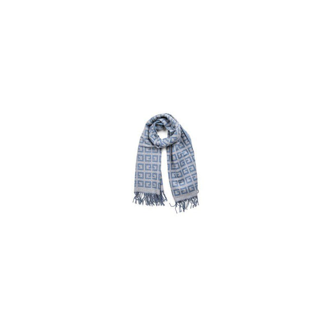 Reversible Scarf with Blue/Gray Check Print