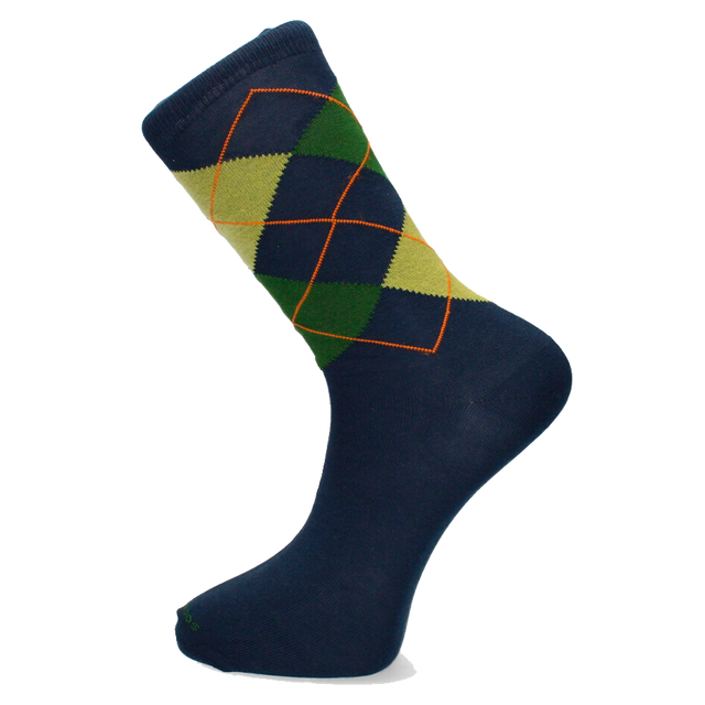 CALCETIN MARINO CUADROS INTARSIA VERDE