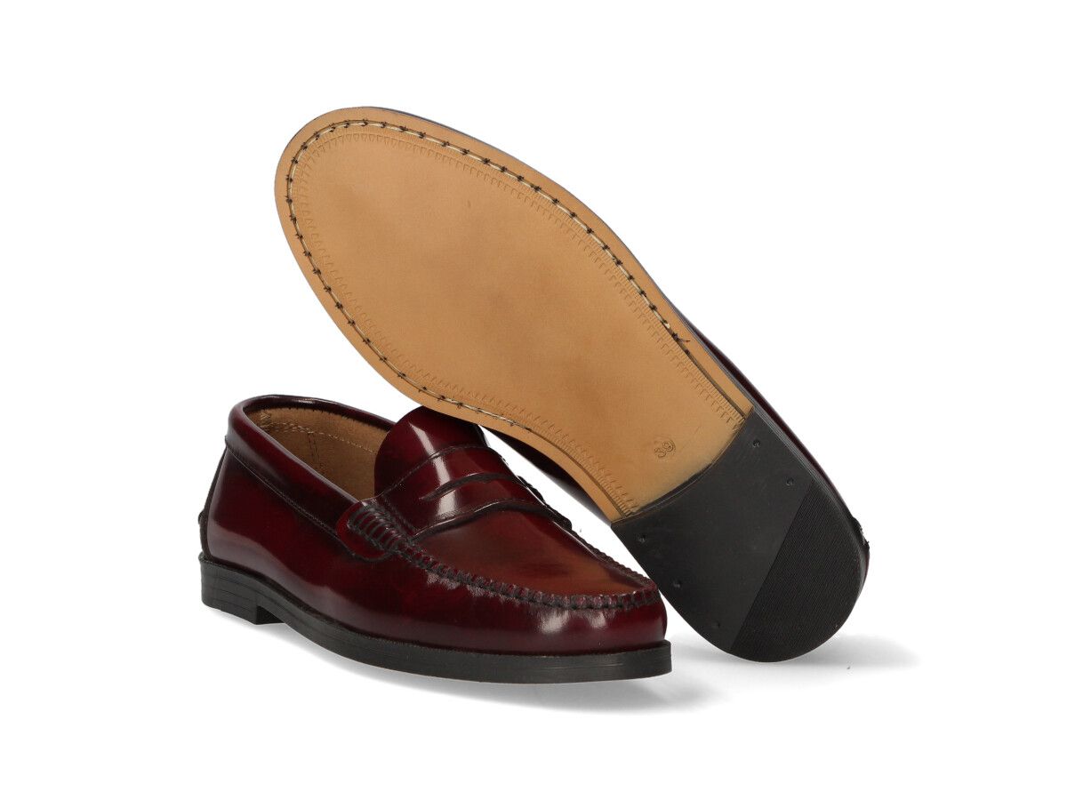 Burgundy Masked Moccasin with Rubber Sole