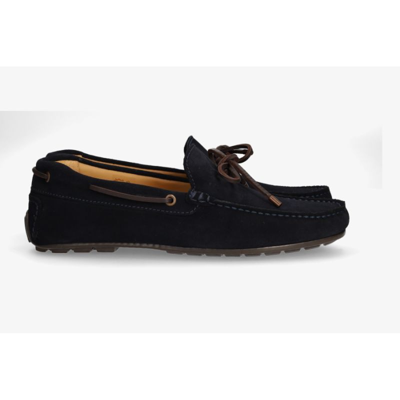 Navy nubuck bow moccasin