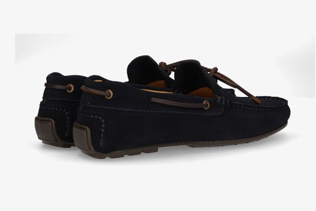 Navy nubuck bow moccasin