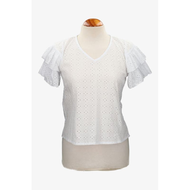 Perforated cape sleeve blouse
