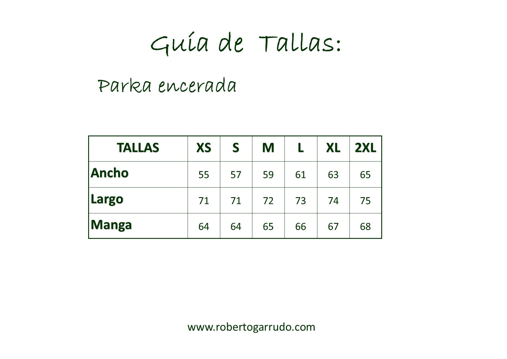 Guía de Tallas