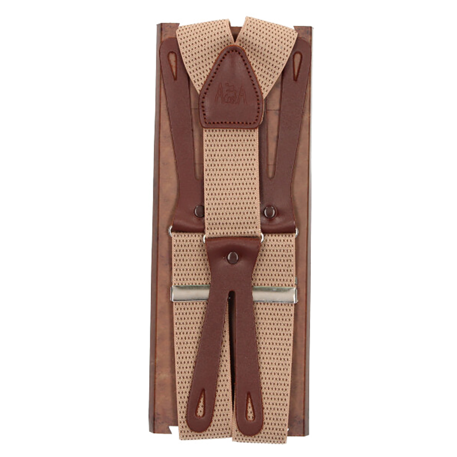 Beige Dot Elastic Suspenders 35 mm