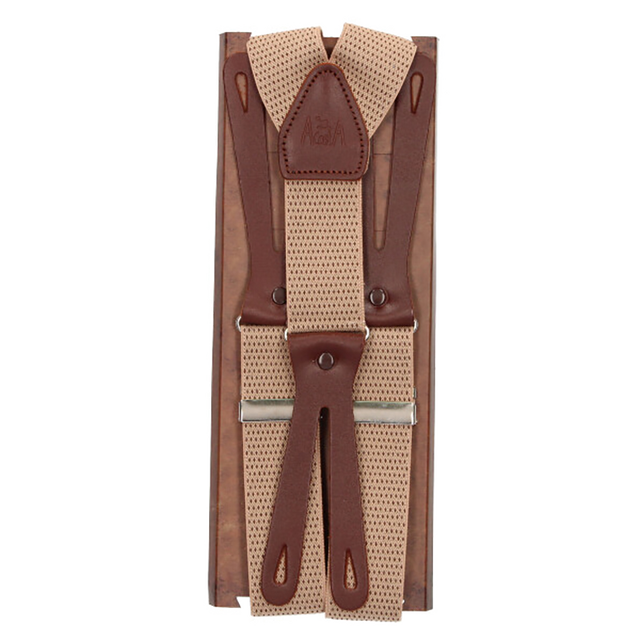 Beige Dot Elastic Suspenders 35 mm