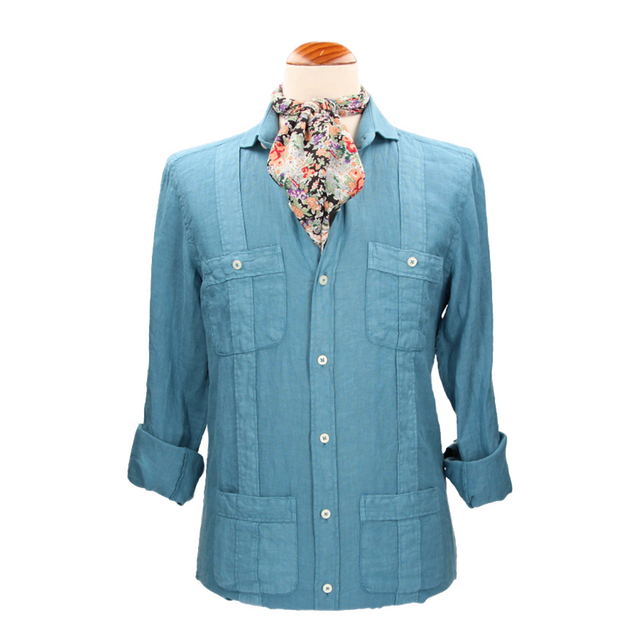 CAMISA CUBANA LINO INDIGO