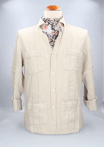 CAMISA CUBANA LINO BEIGE