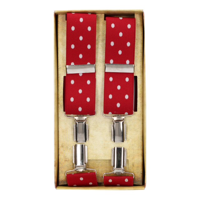 Burgundy Dress Suspender with White Polka Dots
