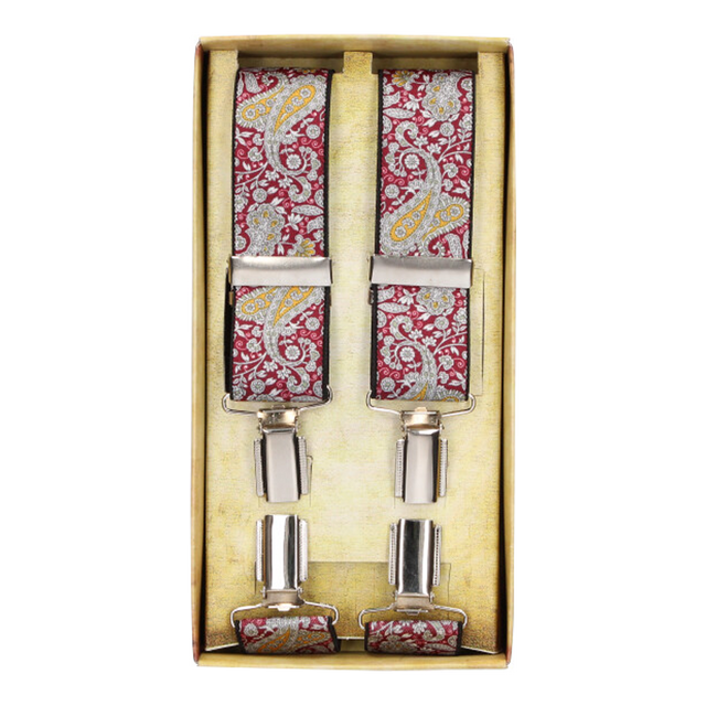 Grandes bretelles de robe jaune cachemire bordeaux