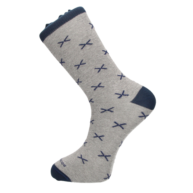 CHAUSSETTE À POINTES GRIS ET MARINE