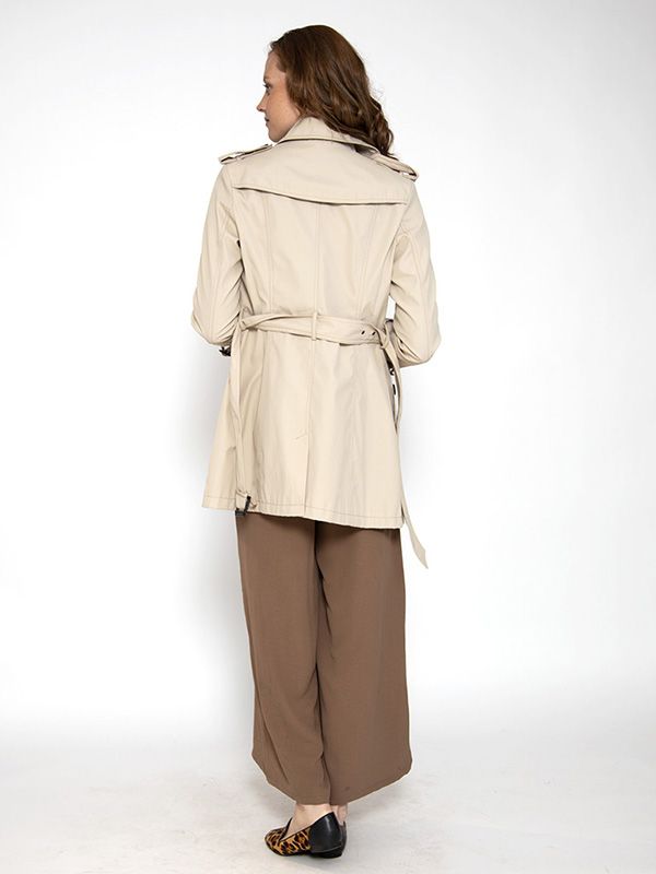 Stone Double Breasted Trench Coat
