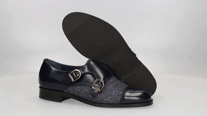 Two Buckles Antik Blue-Blue Herringbone Tuft