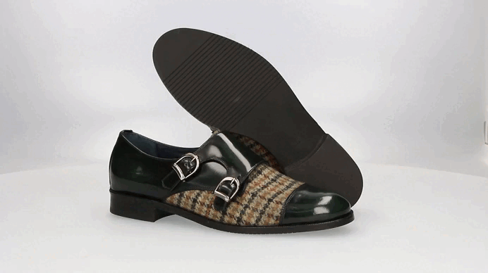 Two Buckles Antik Green-Green Houndstooth Tuft