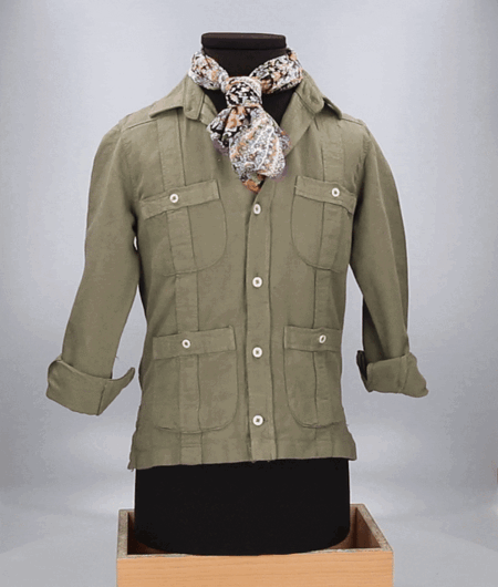 KHAKI CUBAN SHIRT FOR BOYS