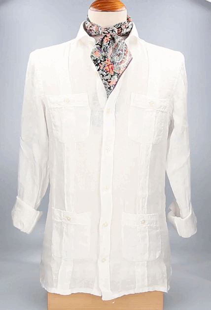 CHEMISE CUBAINE EN LIN BLANC