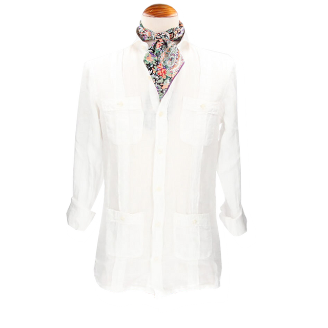 CHEMISE CUBAINE EN LIN BLANC