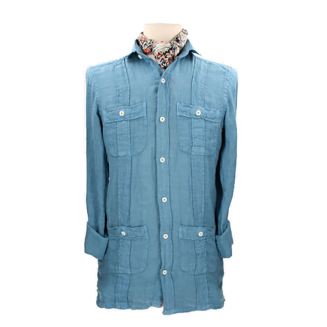 CAMISA CUBANA LINO INDIGO