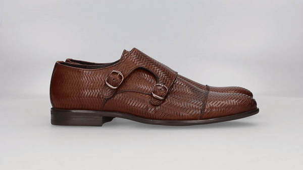 HAUT EN CUIR GRAVÉ COGNAC AVEC BOUCLE