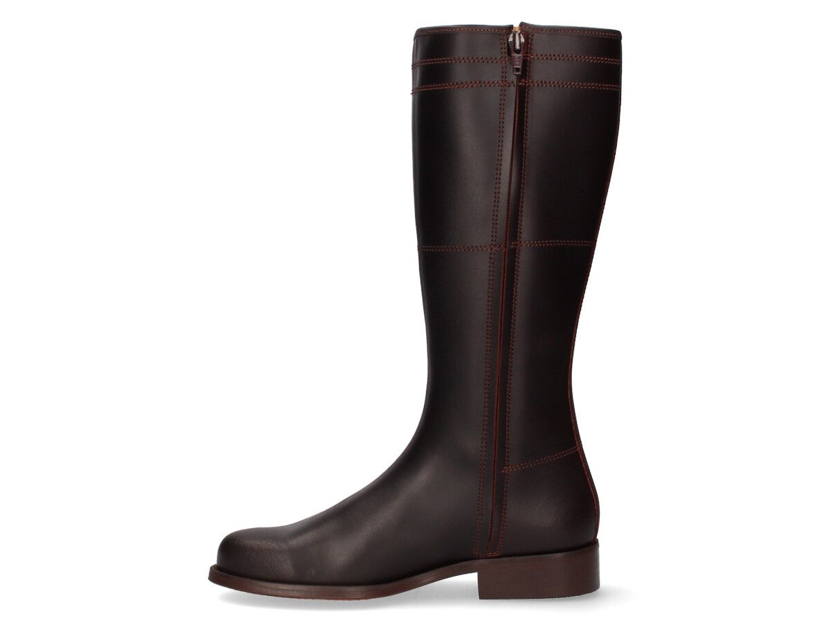Plain Chestnut Zipper Boot Valverde del Camino