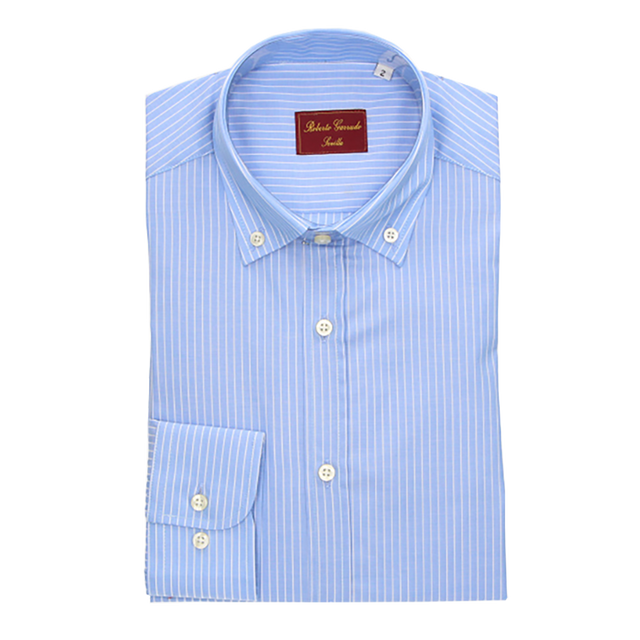 LIGHT BLUE POPLIN SHIRT WITH WHITE LINE