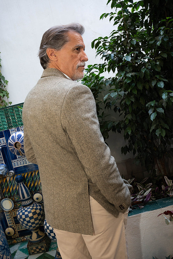 BLAZER BEIGE À CHEVRONS