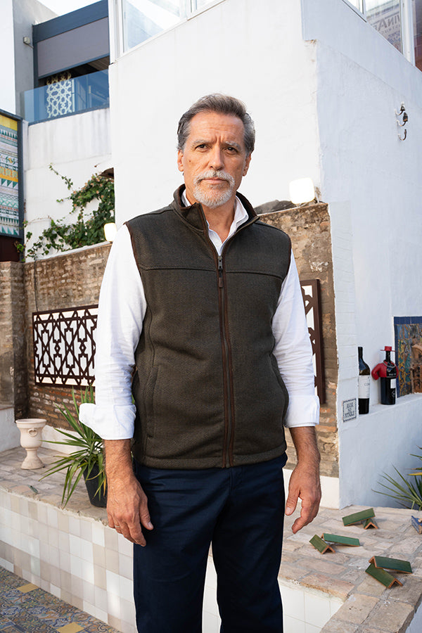 Gilet polaire vert à chevrons