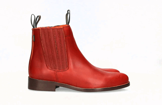 Bota Corta Fuelle Plisado Ternera Coñac Valverde del Camino