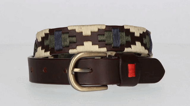 BOY'S EMBROIDERED BELT GREEN-BEIGE-BLUE