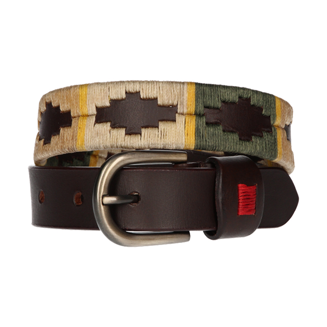 BOY'S BELT, BEIGE-CAMEL-GREEN BORDER