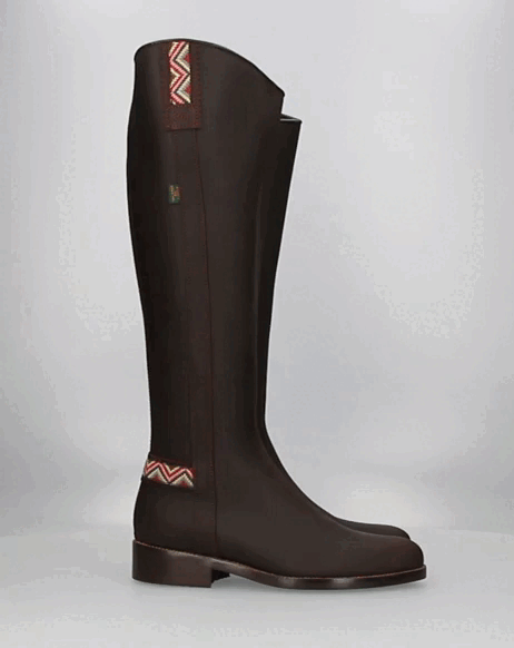 Bota Hípica Cremallera Castaña Cinta Étnica Valverde del Camino