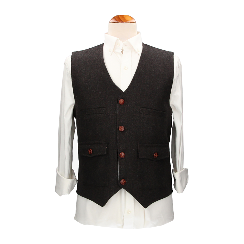 Évora Herringbone Vest Dark Brown