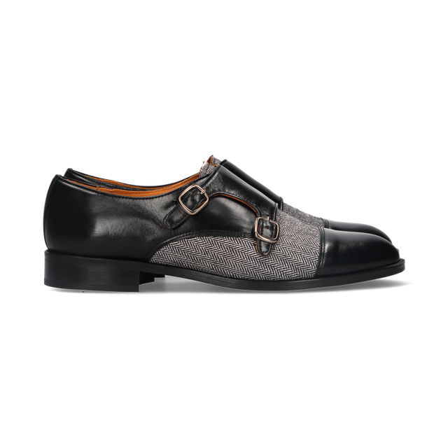 Black Double Buckle Spike Shoe