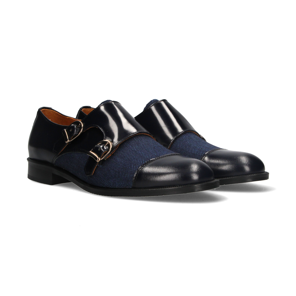 Two Buckles Antik Blue-Blue Herringbone Tuft